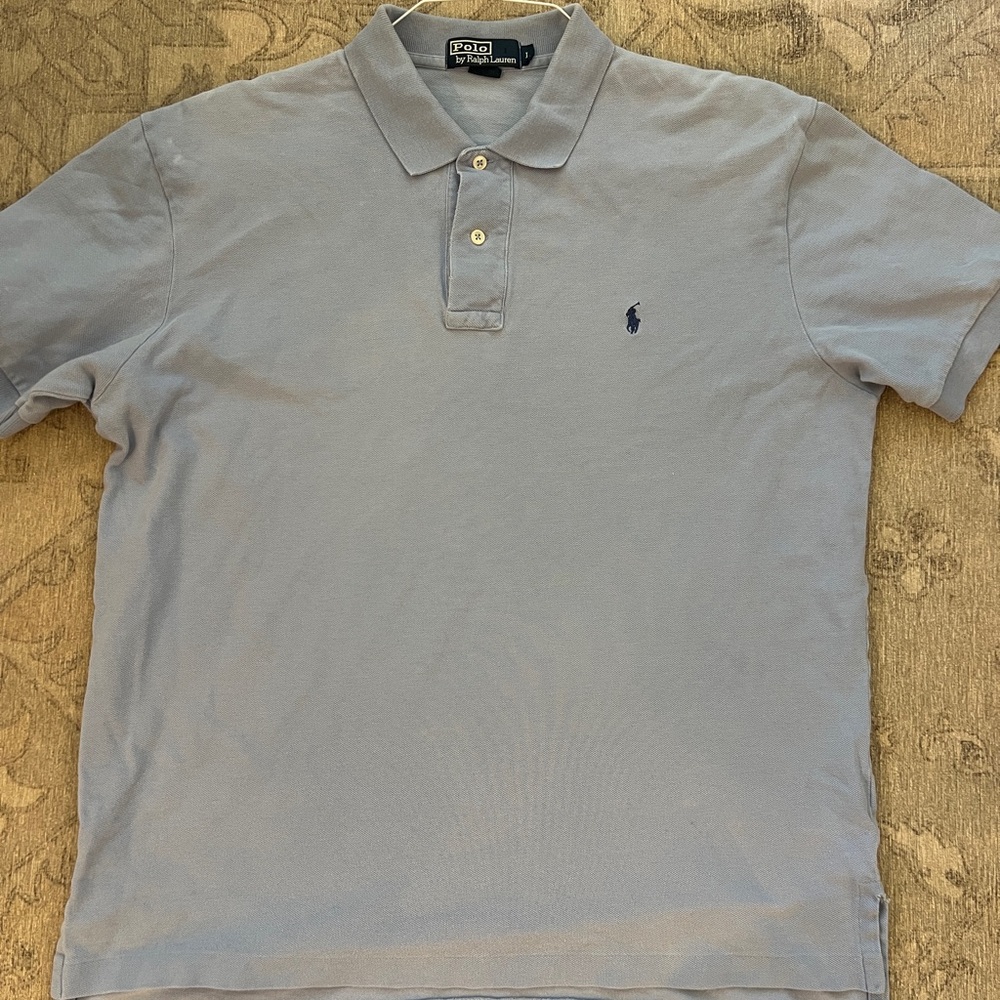 Vintage Men Polo Ralph Lauren Polo Shirt Size LARGE light Blue Color
